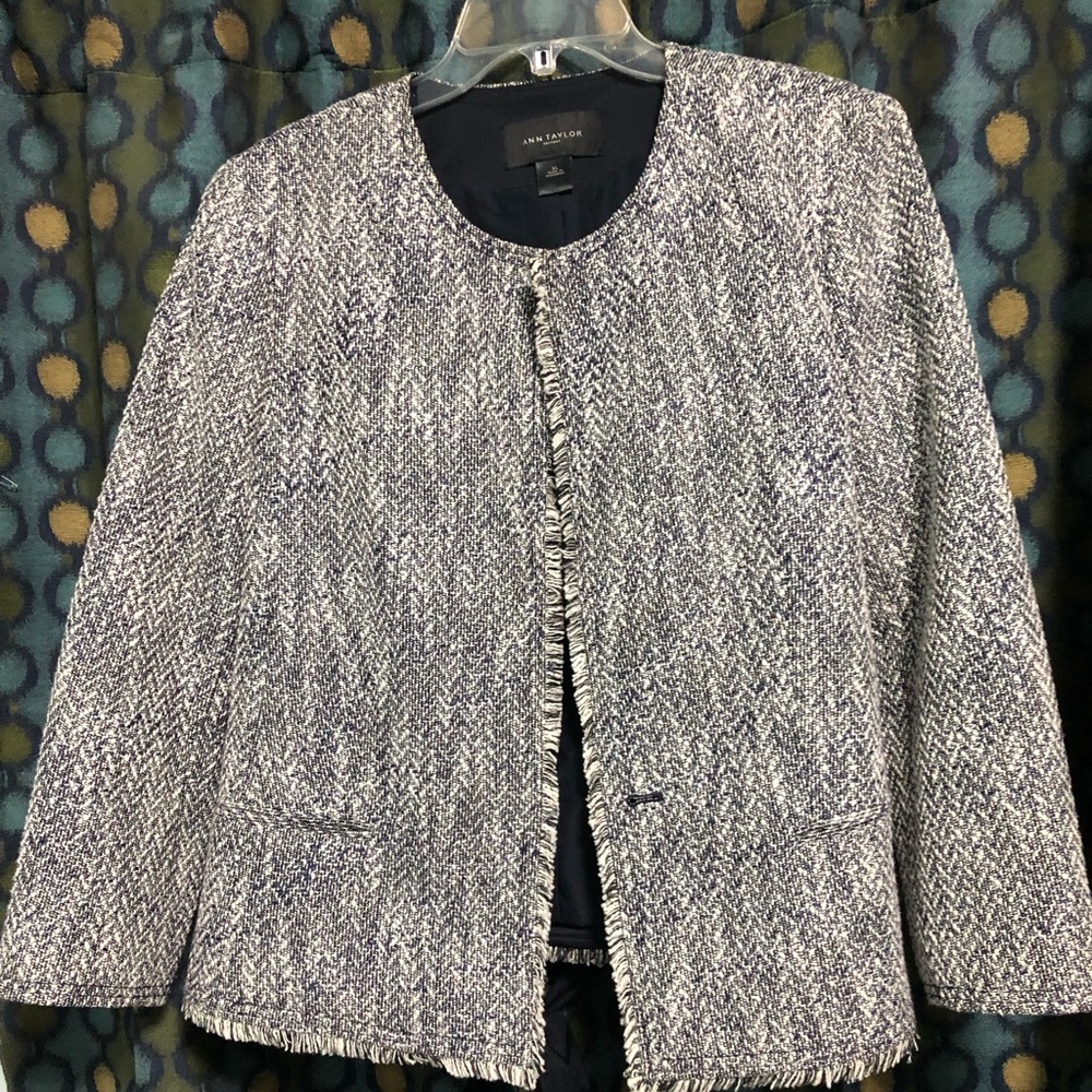 Ann Taylor Factory coat/blazer- navy & white XL